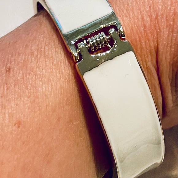 Hello Sunshine White & Gold Enamel Bangle Bracelet - Picture 8 of 8